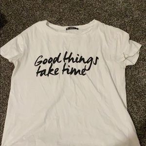 White semi cropped tshirt